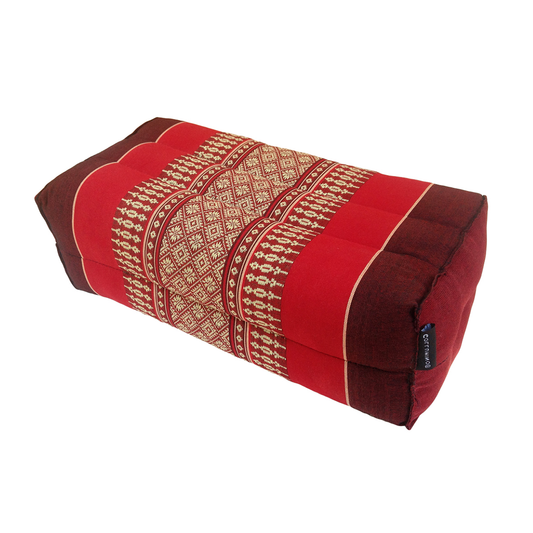 Thai Kapok Yoga & Meditation Cushion Support Block (35 × 15 × 10cm) – Natural Kapok Meditation Seat & Yoga Bolster by Collumino (Red & Maroon)