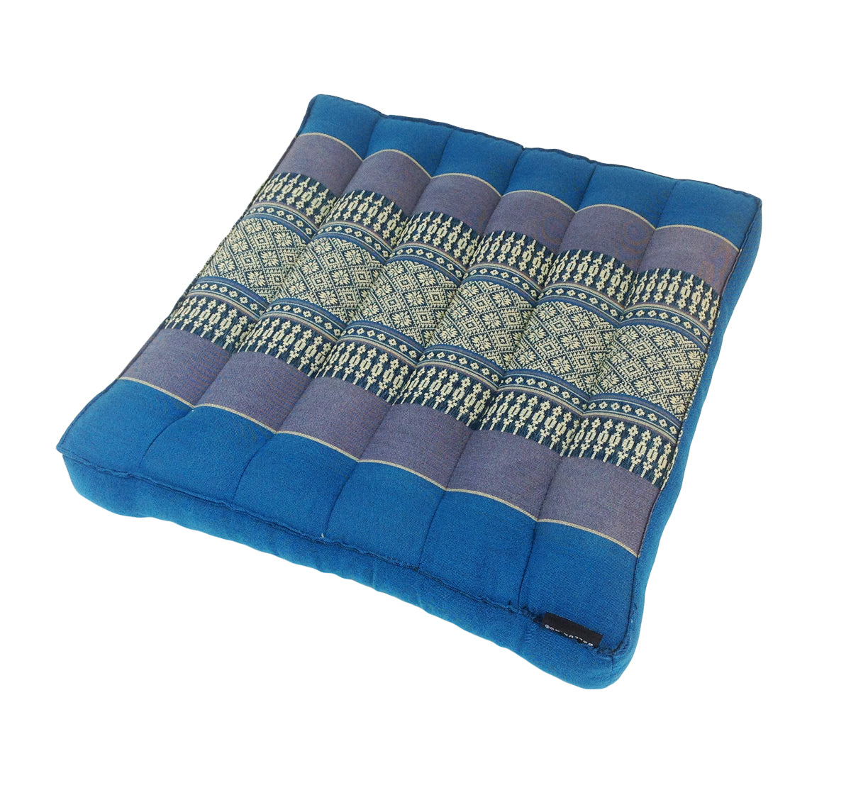 Thai Kapok Meditation Floor Cushion 40cm | Firm Yoga & Prayer Seat (Blue)