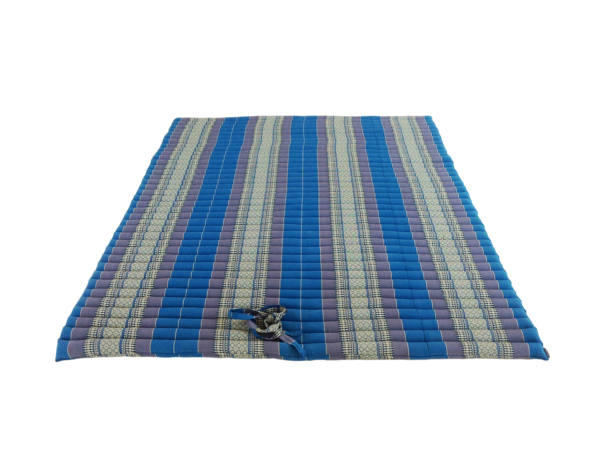 Thai Kapok XXL Roll-Up Double Mattress for Yoga or Massage, Blue