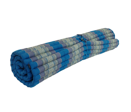 Thai Kapok XXL Roll-Up Double Mattress for Yoga or Massage, Blue