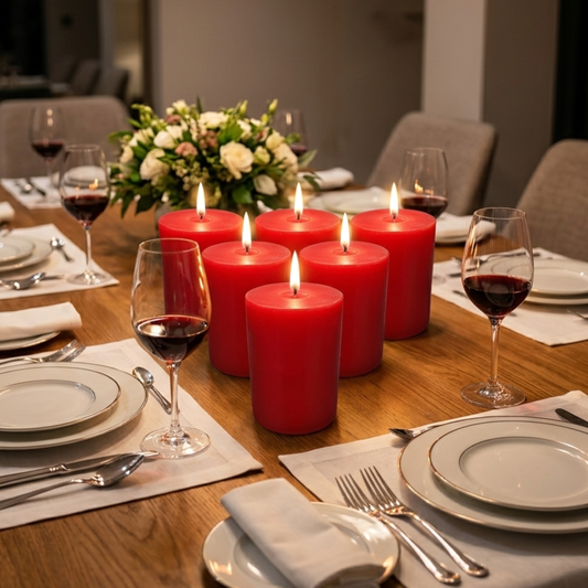 Red Pillar Candle size 8 x 5.5cm - Pack of 6