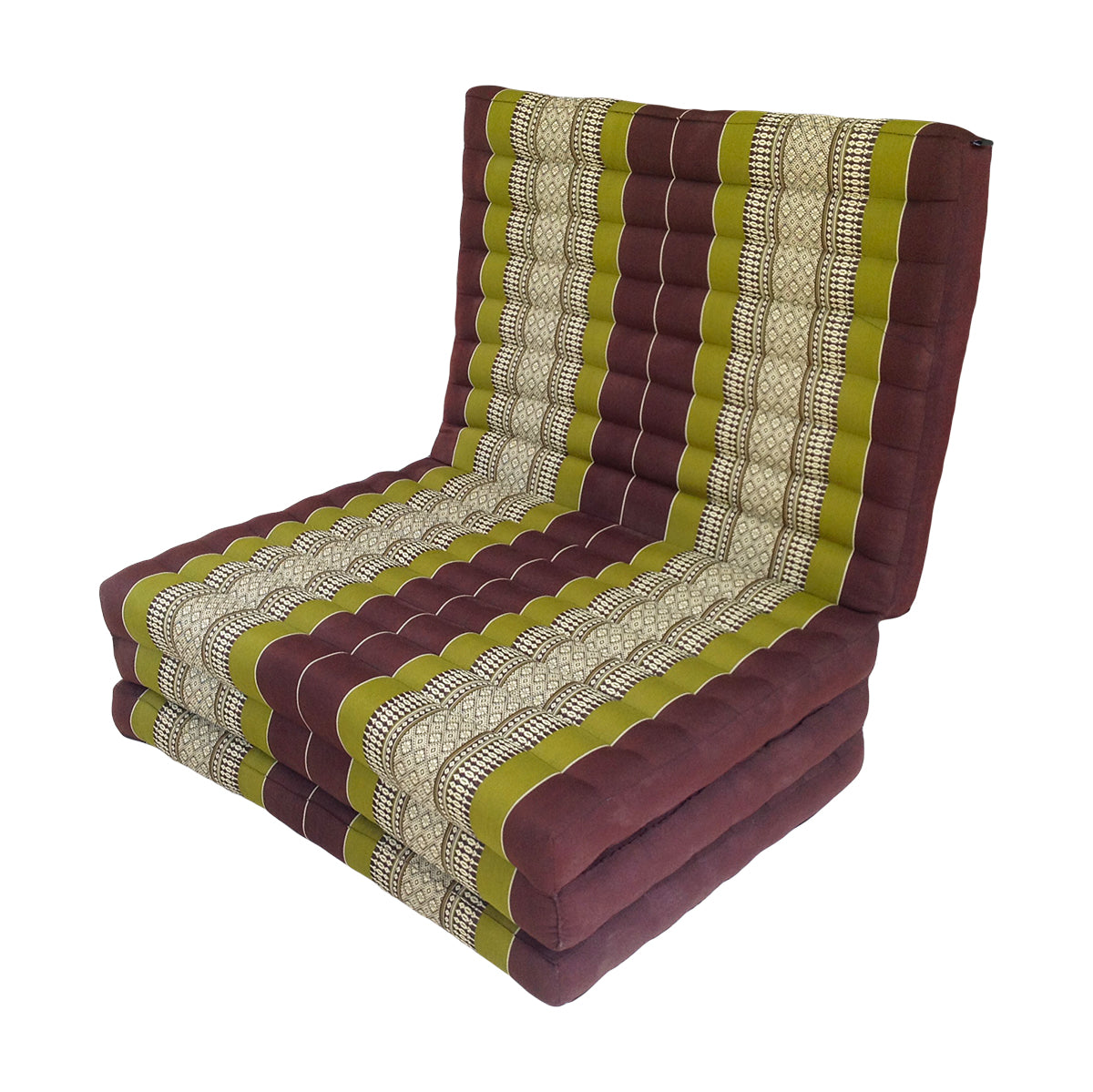 Thai Kapok Folding Floor Mattress – Single (200 × 80 cm) Natural Firm Support for Yoga, Meditation, Massage & Guest Bed, Indoor & Outdoor Use (Green and Brown)