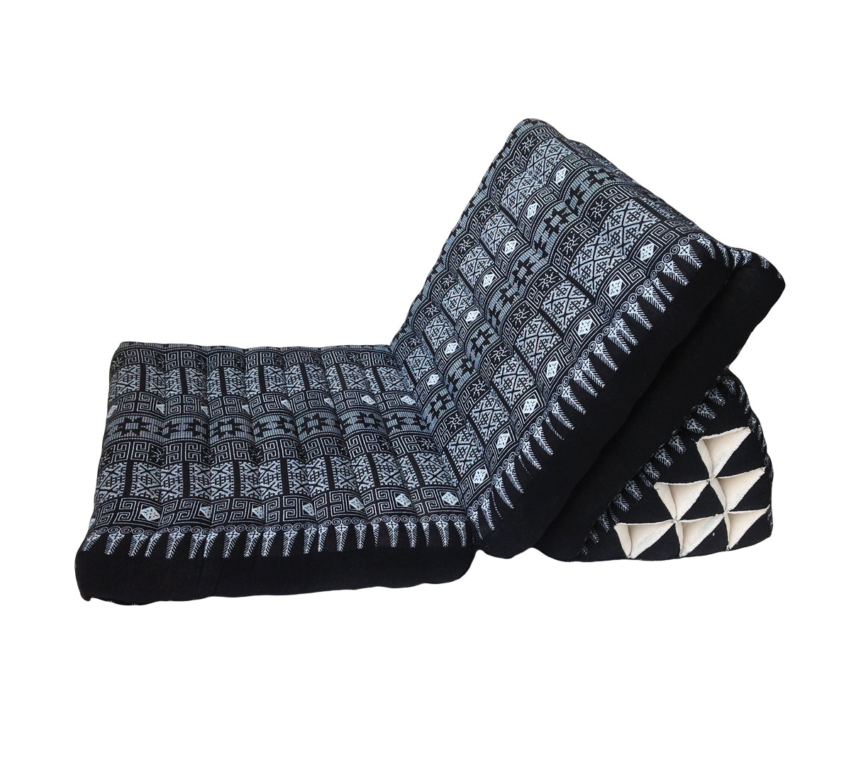 Thai Kapok 3 Fold Mattress with Triangle Cushion ~ Black Batik