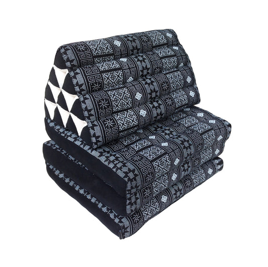 Thai Kapok 3 Fold Mattress with Triangle Cushion ~ Black Batik