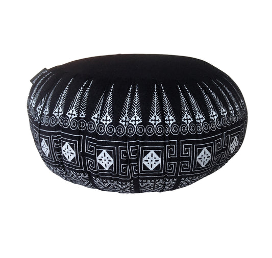 Thai Kapok Zafu Yoga Meditation Cushion B (Black Batik)