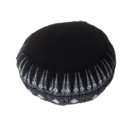 Thai Kapok Zafu Yoga Meditation Cushion B (Black Batik)