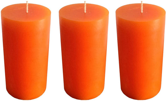 Orange Pillar Candle size 10 x 5.5cm - Pack of 3