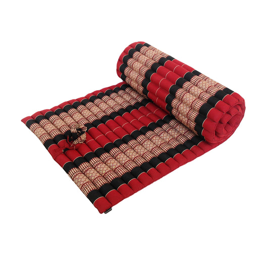 Thai Kapok Roll Up Mattress Size 200 x 75cm (Black Red)