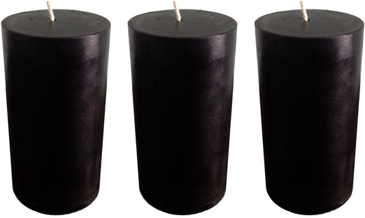 Black Pillar Candle size 10 x 5.5cm - Pack of 3