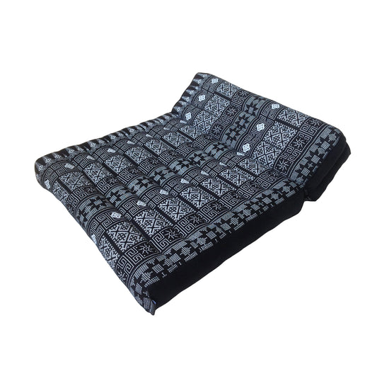 Thai Kapok Folding Meditation Seat Cushion ~ Black Batik