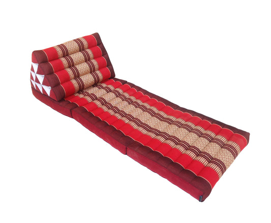 Thai Kapok 3 Fold Mattress with Triangle Cushion (Red, Maroon)