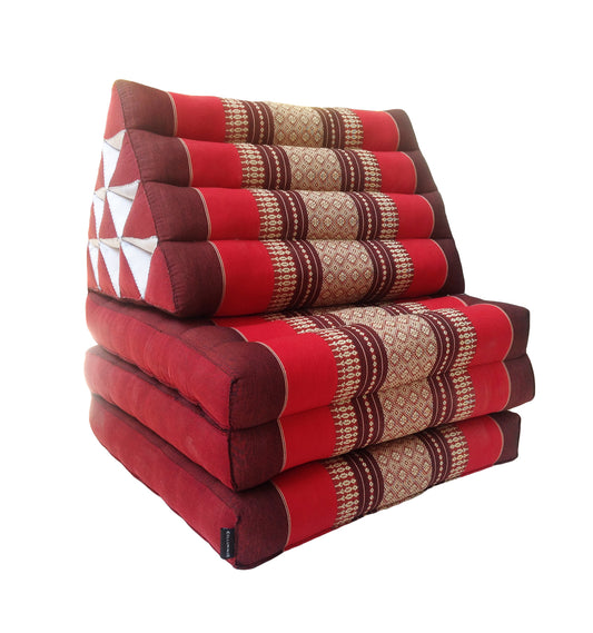 Thai Kapok 3 Fold Mattress with Triangle Cushion (Red, Maroon)