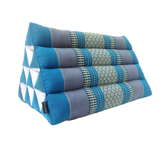 Collumino Traditional Thai Kapok Triangle Cushion – Firm Lumbar Support Recliner for Yoga, Meditation & Relaxation (Blue)