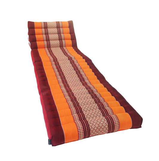 Thai Kapok 3 Fold Mattress with Triangle Cushion ~ Orange Maroon