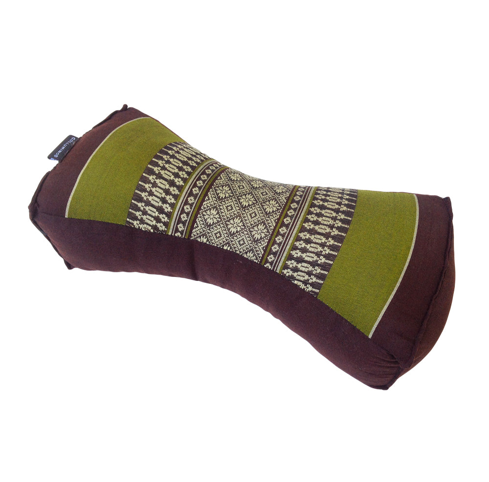 Kapok Chinese Neck Support Pillow ~ Green Brown