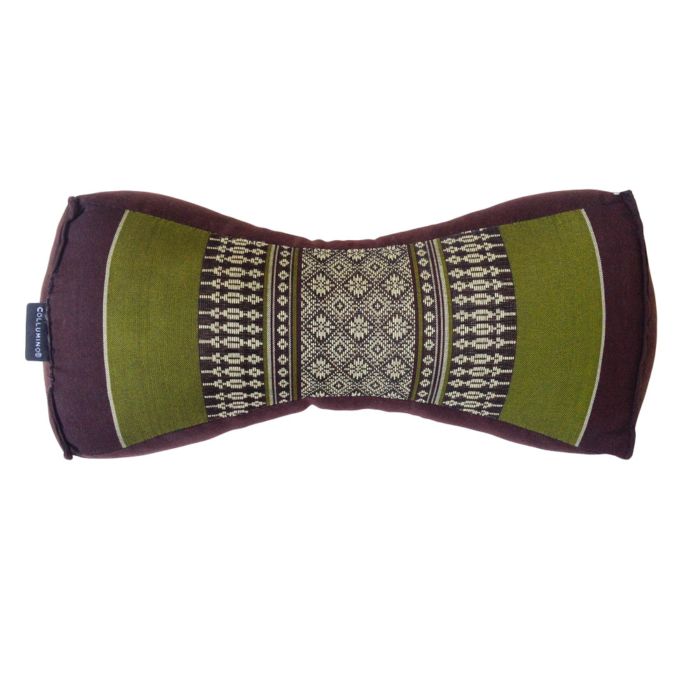 Kapok Chinese Neck Support Pillow ~ Green Brown