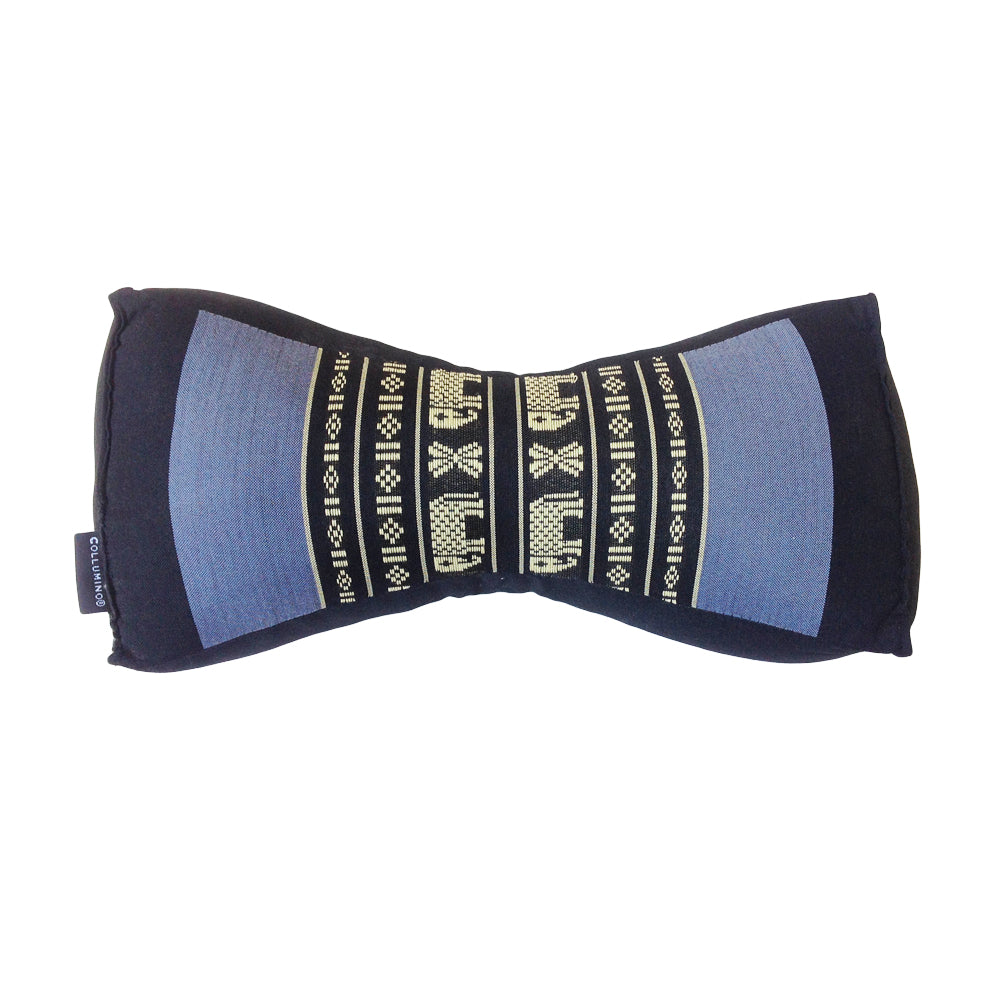 Kapok Chinese Neck Support Pillow ~ Blue with Elephants