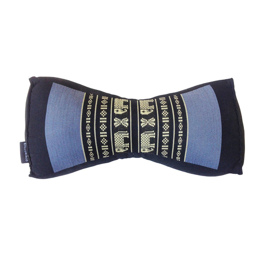 Kapok Chinese Neck Support Pillow ~ Blue with Elephants