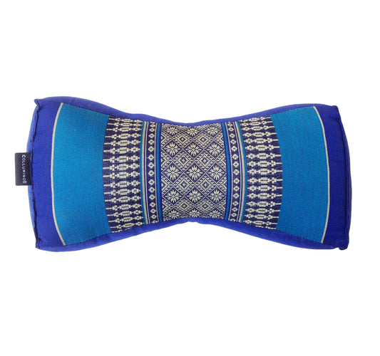 Kapok Chinese Neck Support Pillow ~ Light Blue Dark Blue