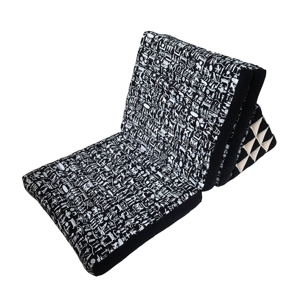 Thai Kapok 3 Fold Mattress with Triangle Cushion ~ Egyptian Hieroglyphics