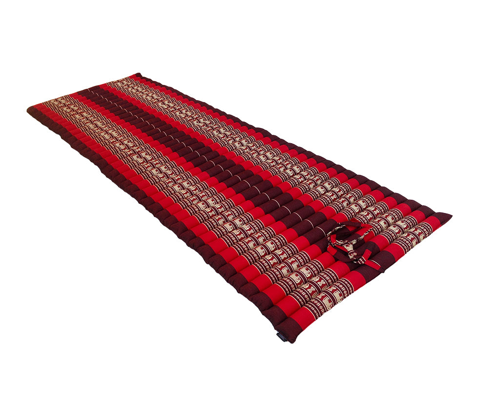 Thai Kapok Roll Up Mattress Size 200 x 75cm (Red with Elephants)