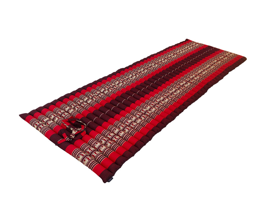Thai Kapok Roll Up Mattress Size 200 x 75cm (Red with Elephants)