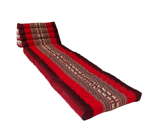 Thai Kapok 3 Fold Mattress with Triangle Cushion (Red with Elephants)