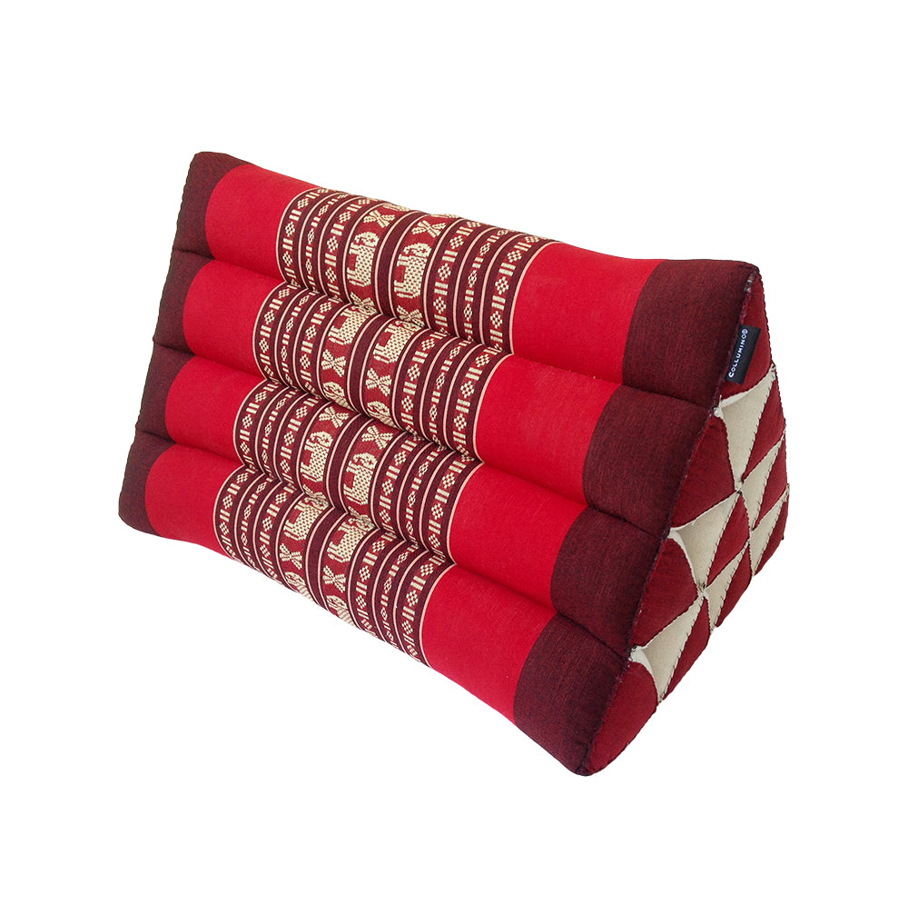 Thai Kapok Triangle Recliner Cushion ~ Red with Elephants