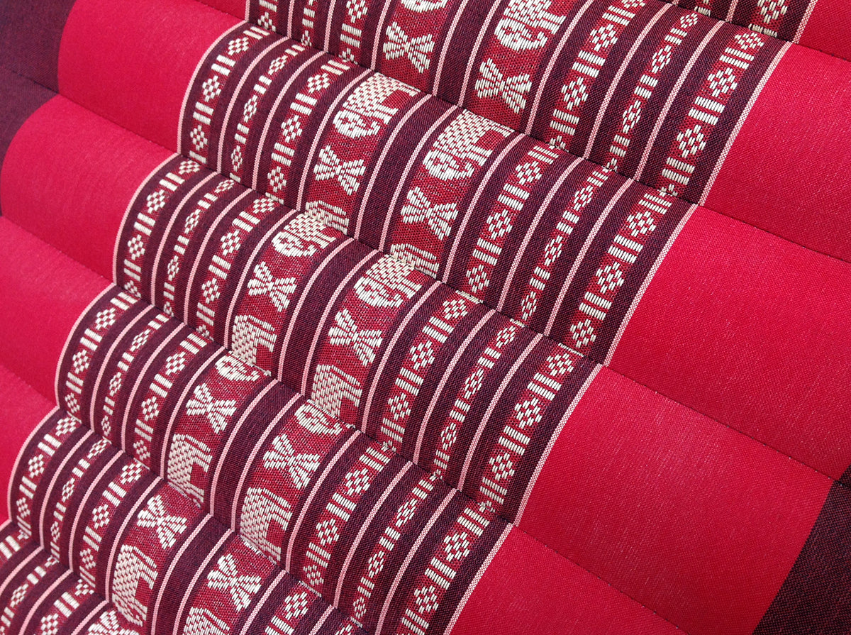Thai Kapok 3 Fold Mattress with Triangle Cushion (Red with Elephants)
