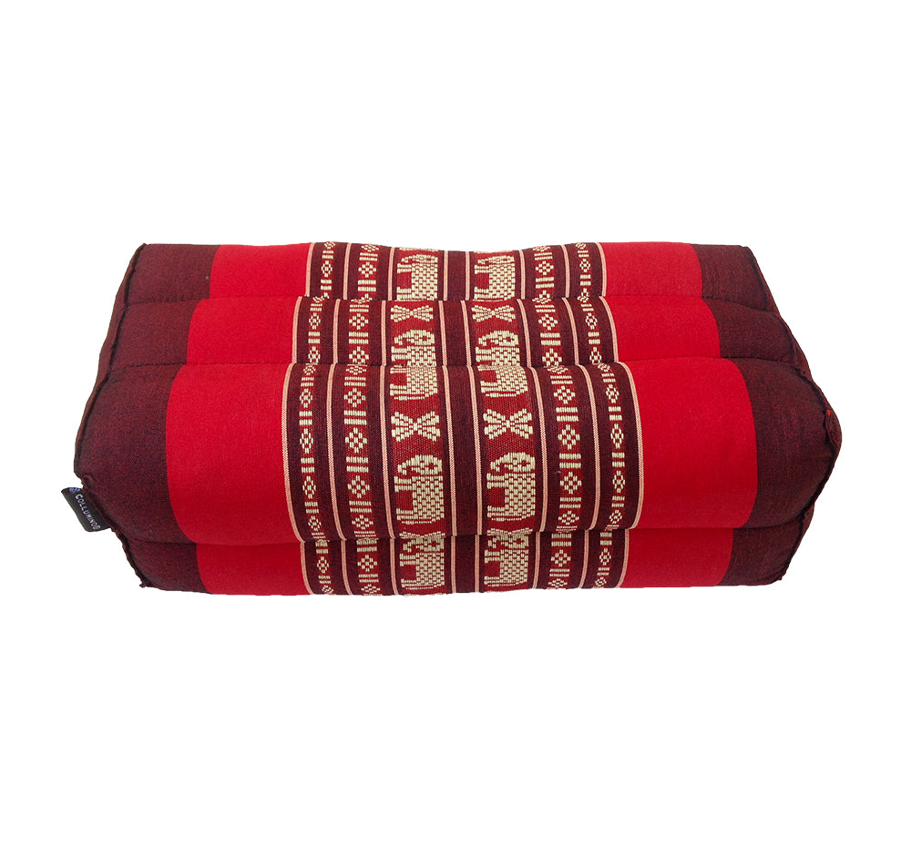 Thai Kapok Yoga Block Support Cushion ~ Red with Elephants