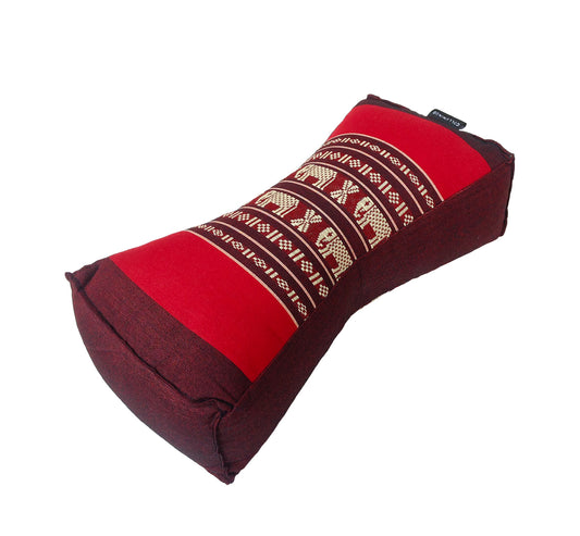 Kapok Chinese Neck Support Pillow ~ Red with Elephants