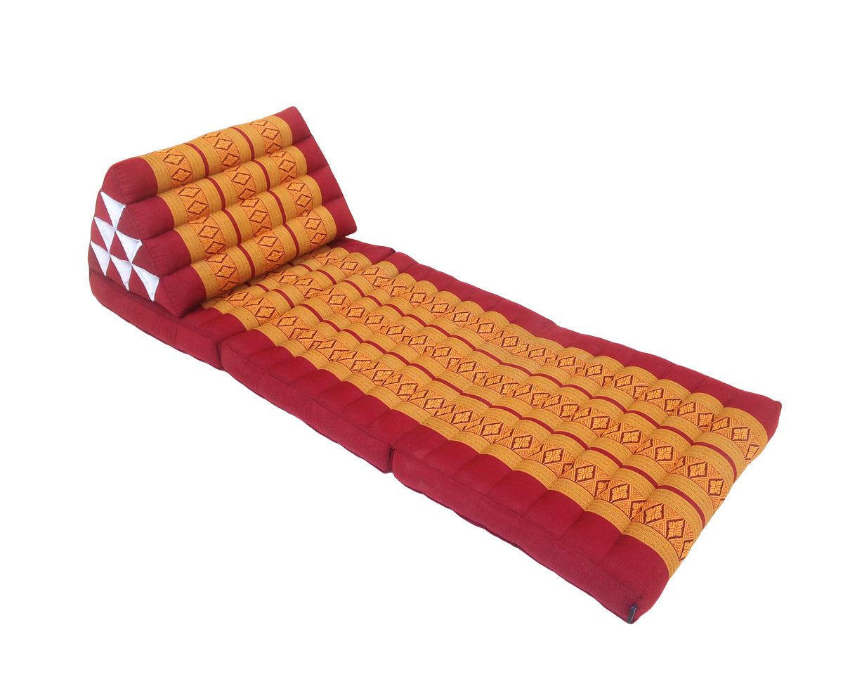 Thai Kapok 3 Fold Mattress with Triangle Cushion (Copper Burgundy)