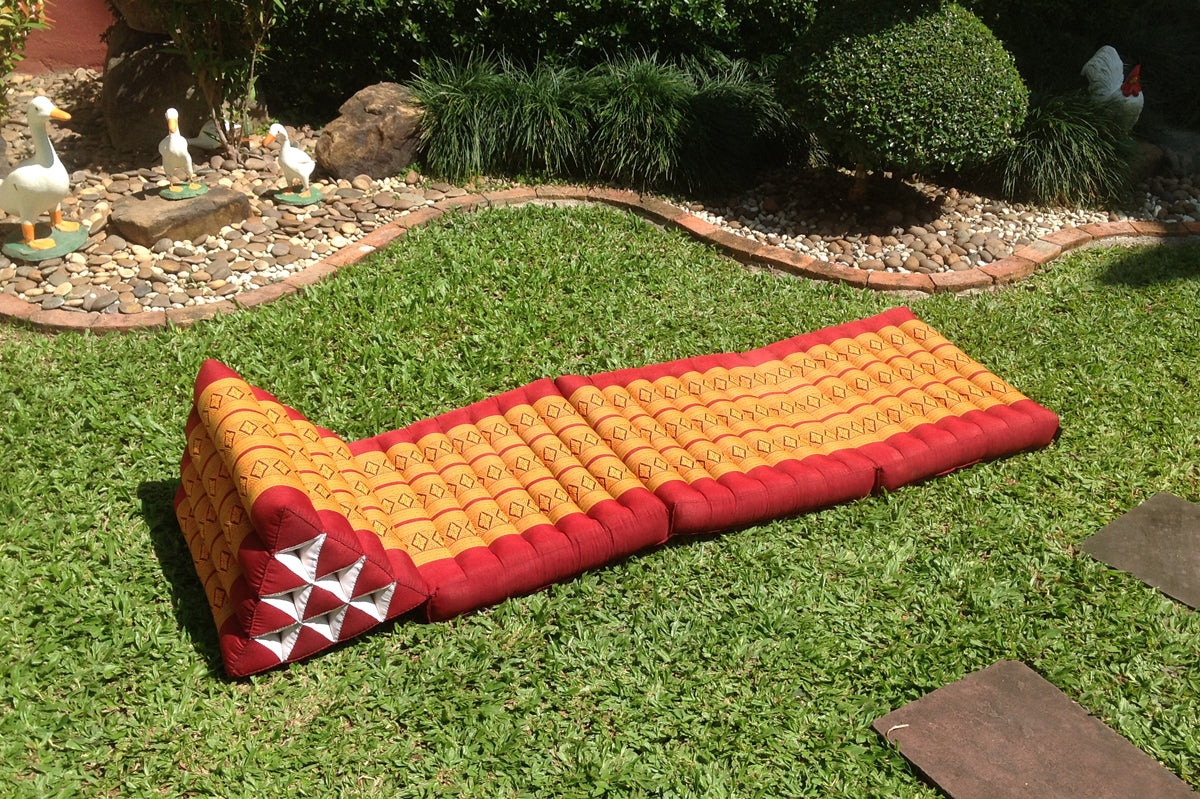 Thai Kapok 3 Fold Mattress with Triangle Cushion (Copper Burgundy)