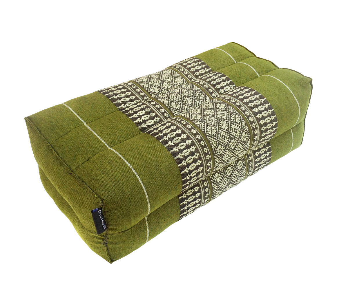 Thai Kapok Yoga & Meditation Cushion Support Block (35 × 15 × 10cm) – Natural Kapok Meditation Seat & Yoga Bolster by Collumino (Green)