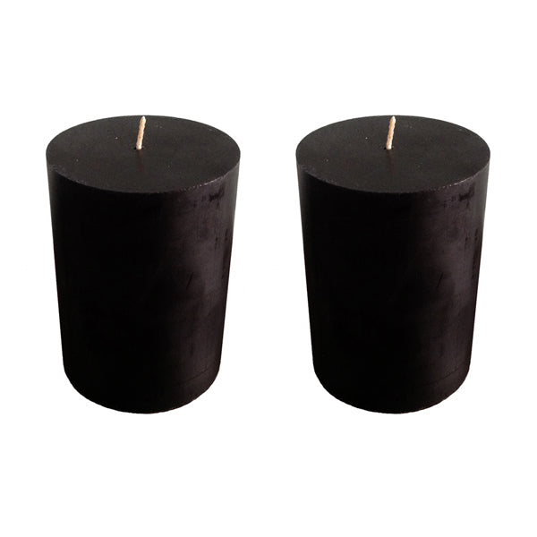 Round Pillar Candle 10 x 7cm Black - Pack of 2