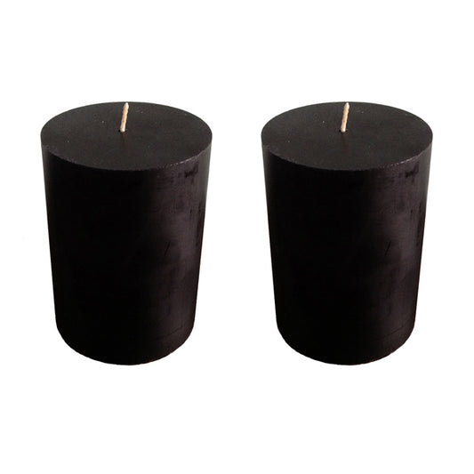 Round Pillar Candle 10 x 7cm Black - Pack of 2