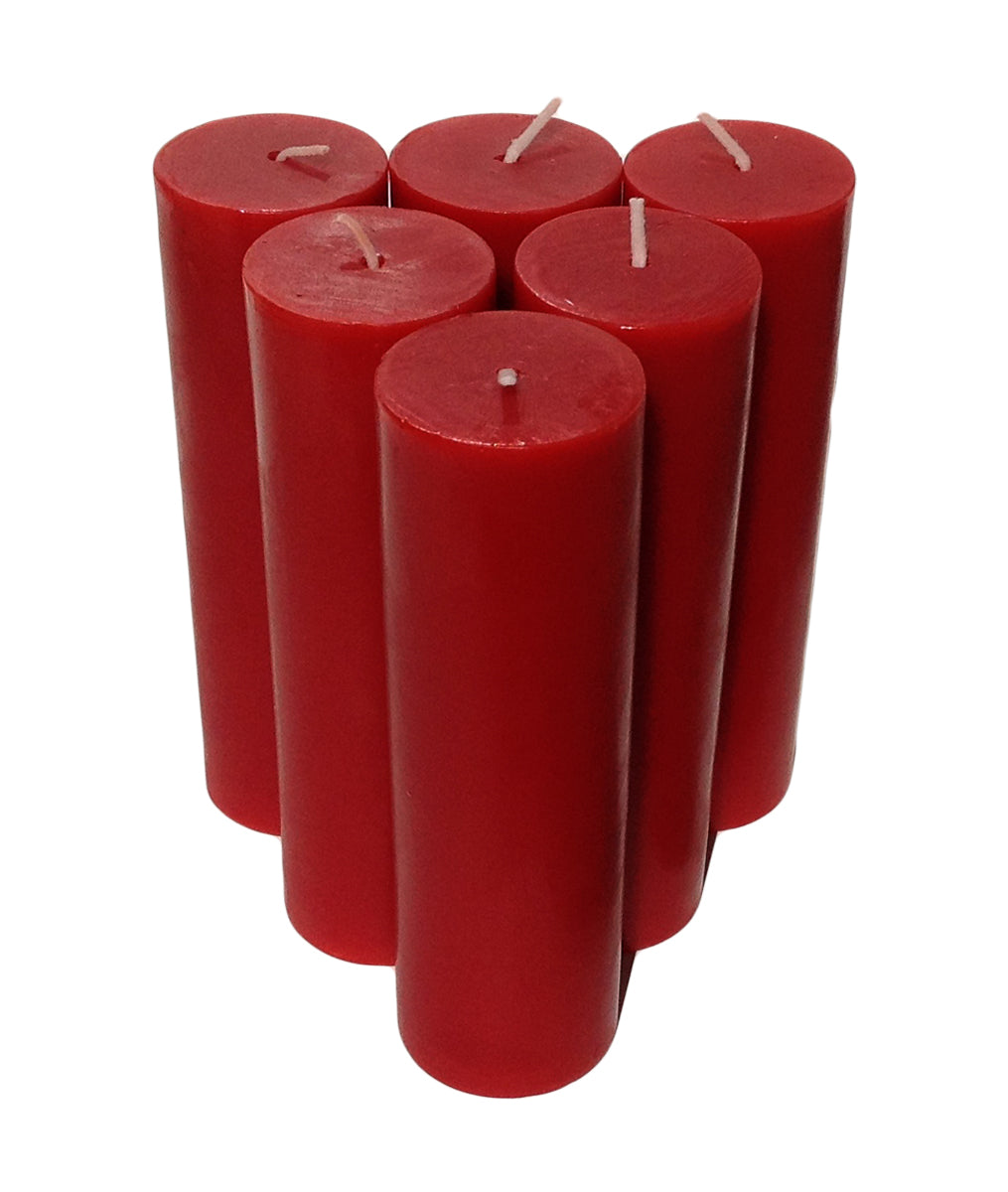 Wine Red Pillar Candle size 15 x 4.3cm - Pack of 6