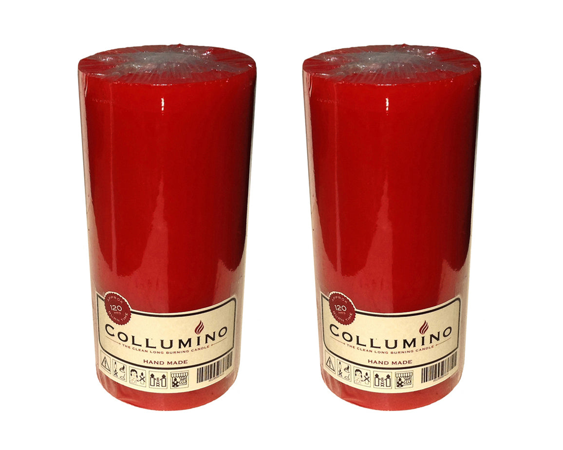 Red Pillar Candle size 15 x 7cm - Pack of 2