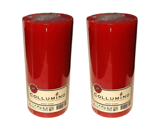 Red Pillar Candle size 15 x 7cm - Pack of 2