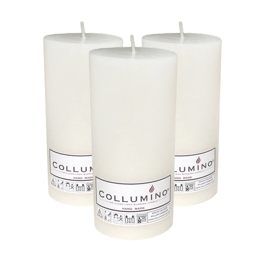 White Pillar Candle size 15 x 7cm - Pack of 3