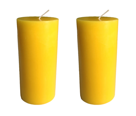 Yellow Pillar Candle size 15 x 7cm - Pack of 2