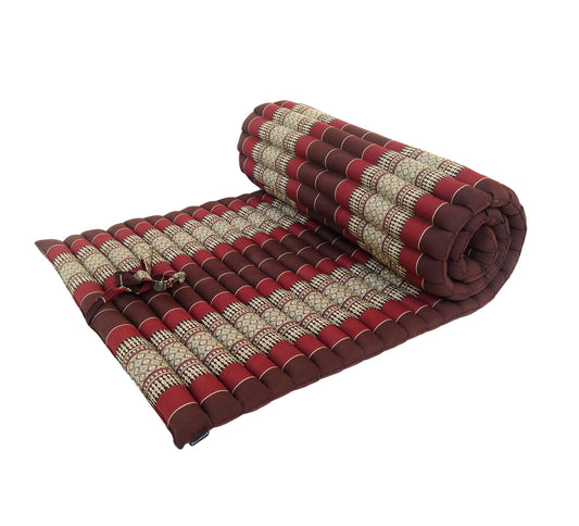 Thai Kapok Roll Up Mattress Size 200 x 75cm (Burgundy Brown)
