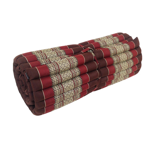 Thai Kapok Roll Up Mattress Size 200 x 75cm (Burgundy Brown)