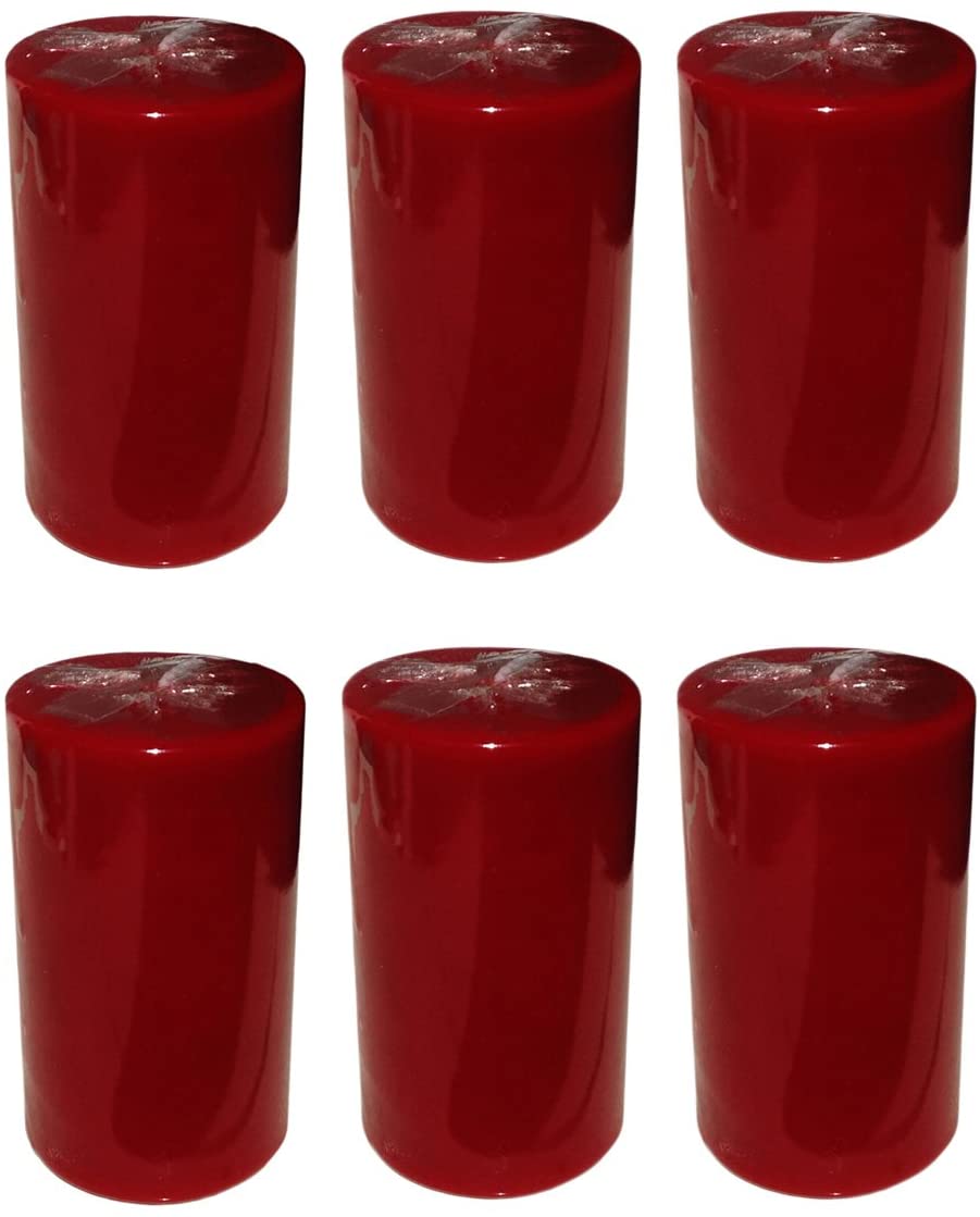 Wine Red Pillar Candle size 10 x 5.5cm - Pack of 6