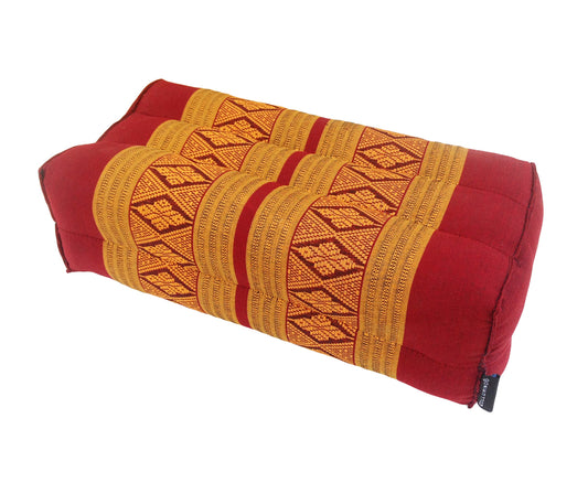 Thai Kapok Yoga & Meditation Cushion Support Block (35 × 15 × 10cm) – Natural Kapok Meditation Seat & Yoga Bolster by Collumino (Copper & Burgundy)