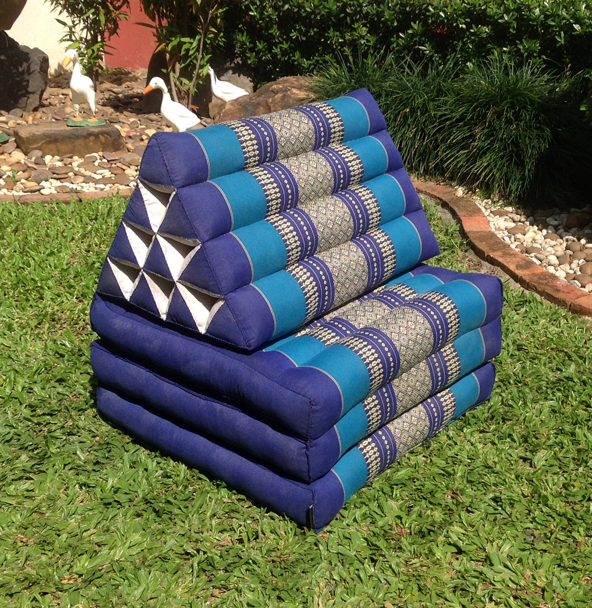 Thai Kapok 3 Fold Mattress with Triangle Cushion ~ Royal Blue