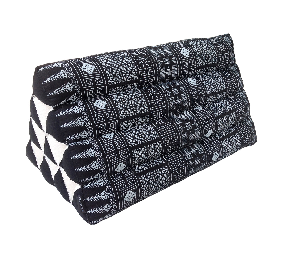 Collumino Traditional Thai Kapok Triangle Cushion – Firm Lumbar Support Recliner for Yoga, Meditation & Relaxation (Black Batik)