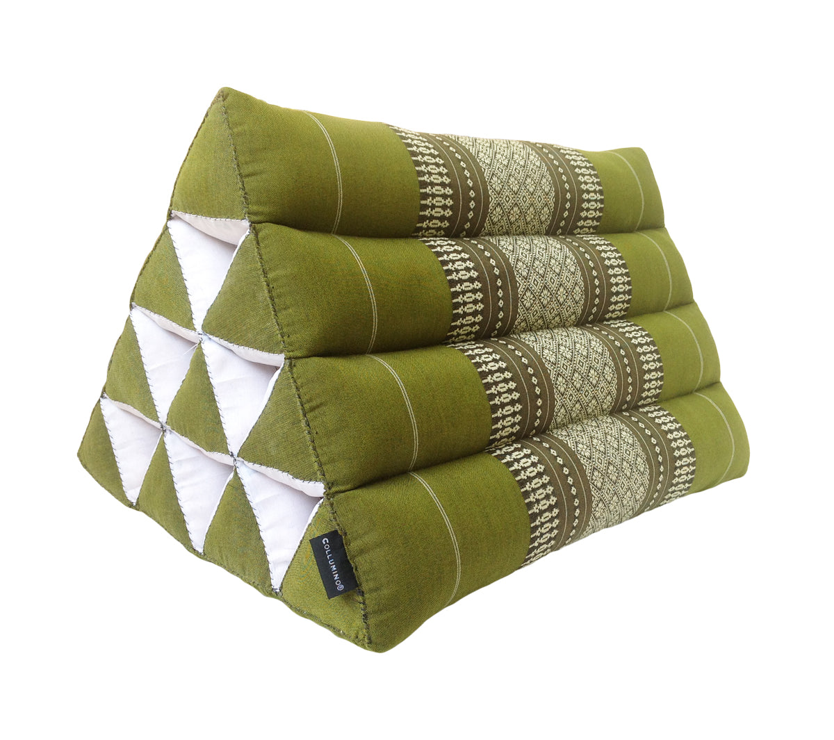 Collumino Traditional Thai Kapok Triangle Cushion – Firm Lumbar Support Recliner for Yoga, Meditation & Relaxation (Green)