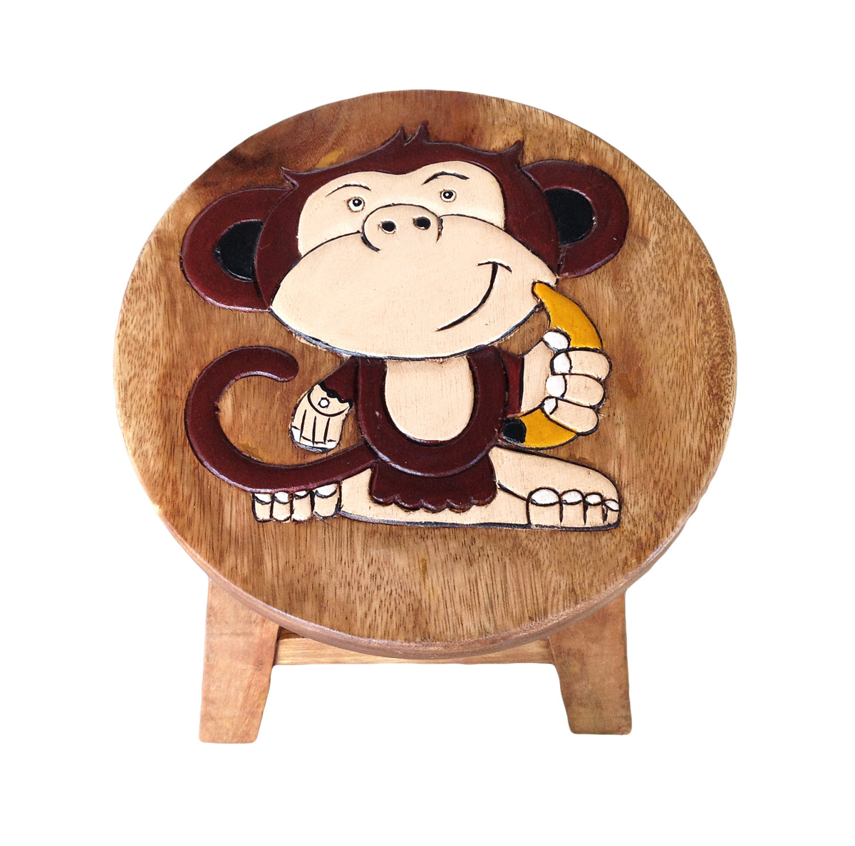 Kids Wooden Step Stool - Cute Monkey