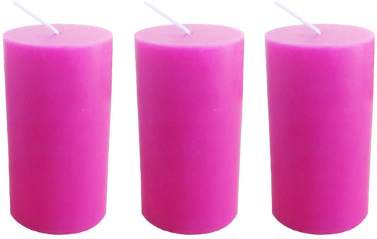 Hot Pink Pillar Candle size 10 x 5.5cm - Pack of 3